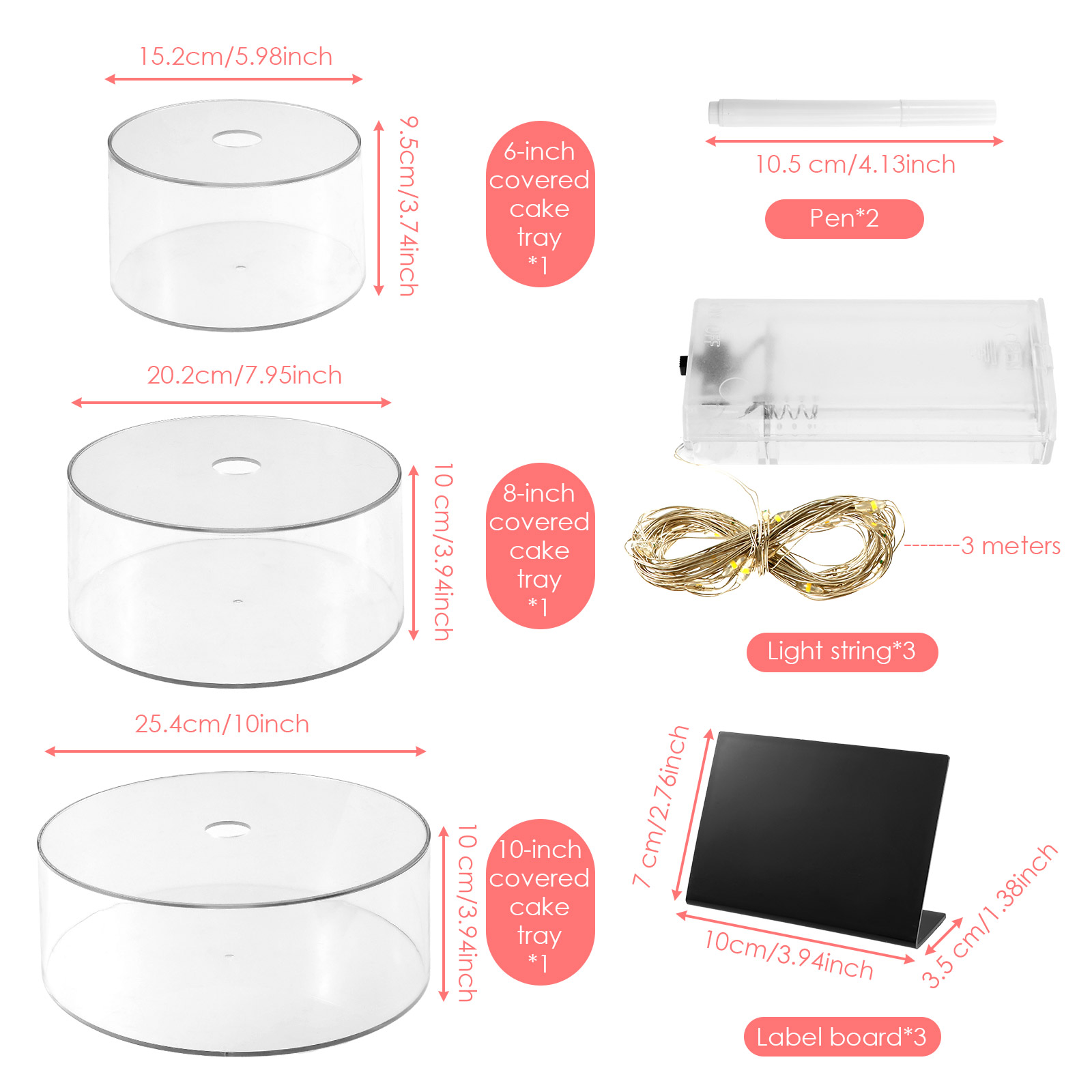 3/2Pcs Acrylic Cake Display Bo - Display Risers Set recension och pris